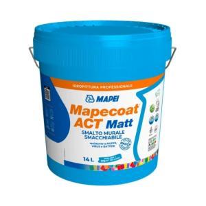 Smalto murale acrilico opaco  mapecoat act matt 14 litri resistente muffe virus batteri base p