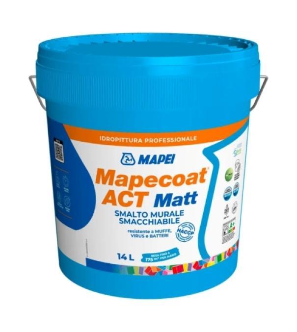 Fusto da 14 litri Mapei Mapecoat ACT Matt smalto murale opaco resistente muffe Smalto murale acrilico opaco Mapei Mapecoat ACT Matt 14 litri fusto immagine principale