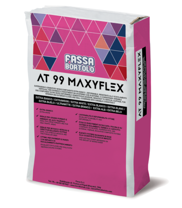 sacco adesivo cementizio fassa at 99 maxyflex grigio 25 kg per pavimenti e rivestimenti interni esterni ad alta elasticitu00e0