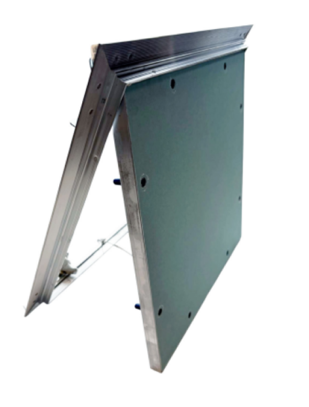 Botola d'ispezione idrolastra GKI 1200x1200 mm telaio alluminio apertura click clack Knauf