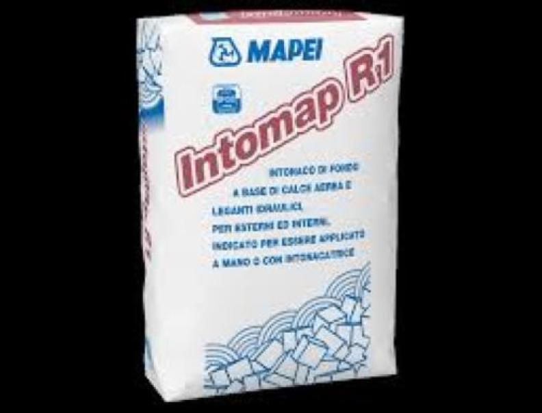 mapei mapei - intomap r1 intonaco fondo grigio per interni ed esterni sacco 25 kg - foto 1