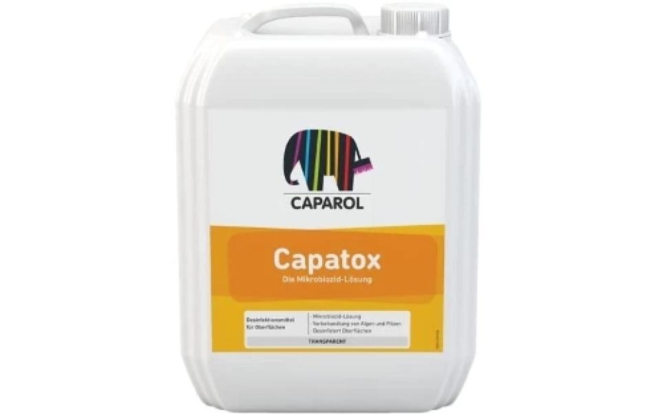Sanificante murale Caparol Capatox 5 litri soluzione igienizzante antimuffa per superfici Tanica di sanificante igienizzante murale Caparol Capatox 5 litri soluzione liquida trasparente per eliminare muffe muschi e alghe da superfici interne ed esterne