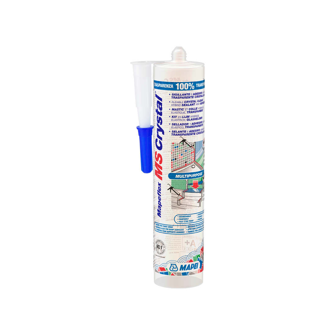 cartuccia sigillante trasparente cristallino Mapei Mapeflex MS Crystal 300 ml per sigillature e incollaggi professionali