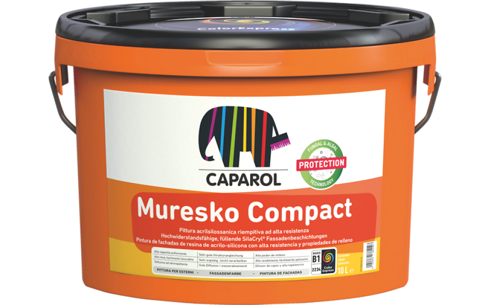 Secchio pittura acrilsilossanica riempitiva Caparol Muresko Compact per esterni 0.8 litri