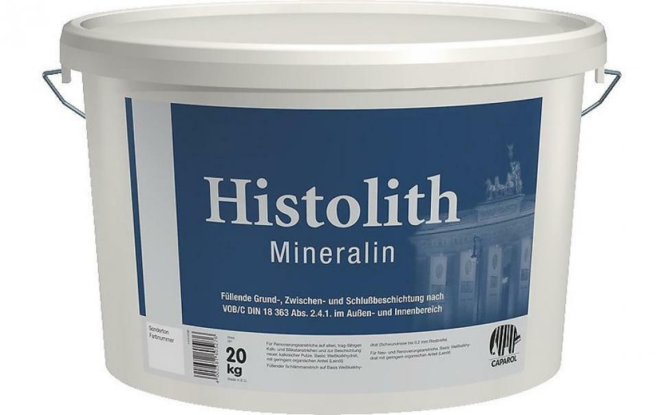 caparol caparol histolit mineralin 20 kg fondo e finitura ai silicati, riempitiva uniformante, per interni ed esterni, idonea per coprire microcavillature da ritiro dell’intonaco - foto 1