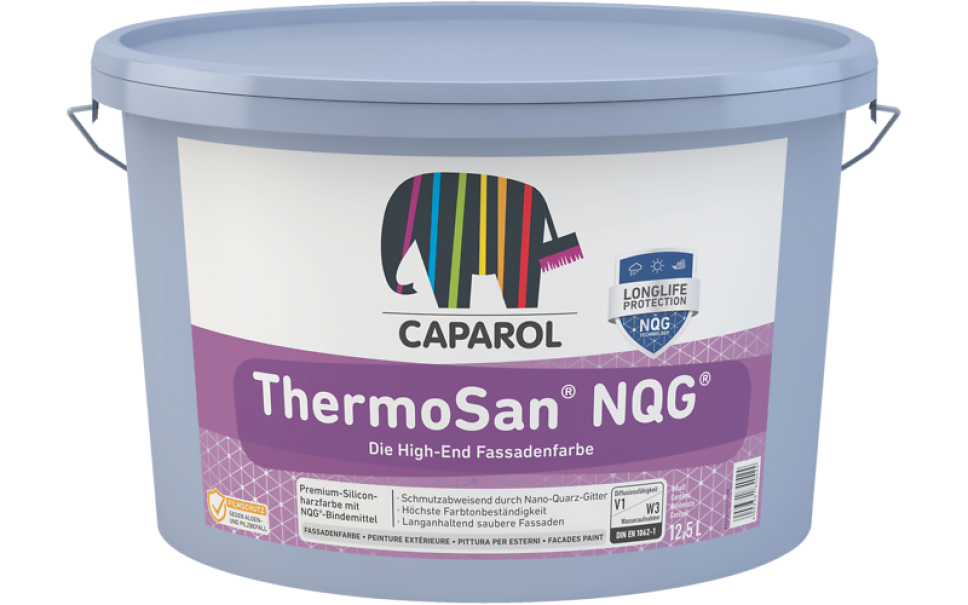 Secchio di pittura silossanica Caparol ThermoSan NQG bianco 10 litri per facciate esterne opache