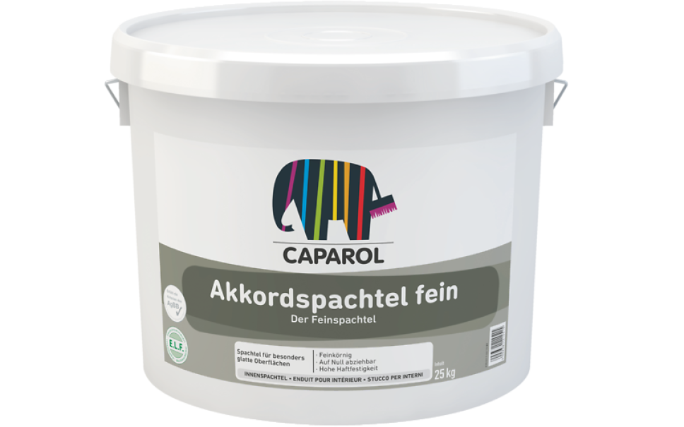 Secchio da 25 kg di stucco in pasta Caparol Akkordspachtel Fein bianco per interni