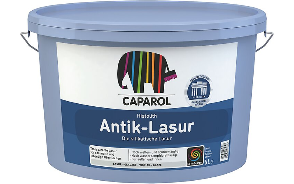 Secchio Caparol Histolith Antik Lasur 5 litri velatura minerale ai silicati per facciate storiche opaca trasparente
