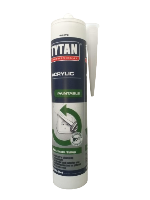 Sigillante acrilico Tytan Professional 300ml bianco elastico pitturabile Cartuccia sigillante acrilico bianco Tytan Professional 300ml per muratura e cartongesso