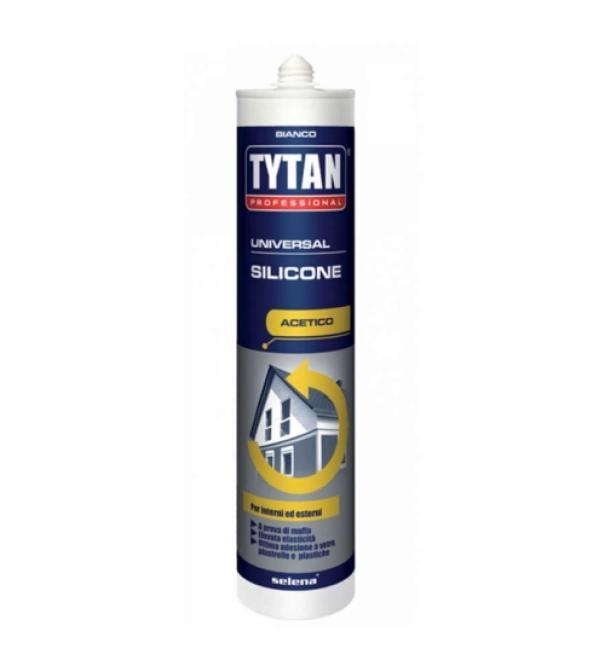 Sigillante siliconico acetico bianco Tytan Professional confezione 280 ml per uso interno ed esterno su vetro, ceramica e materie plastiche