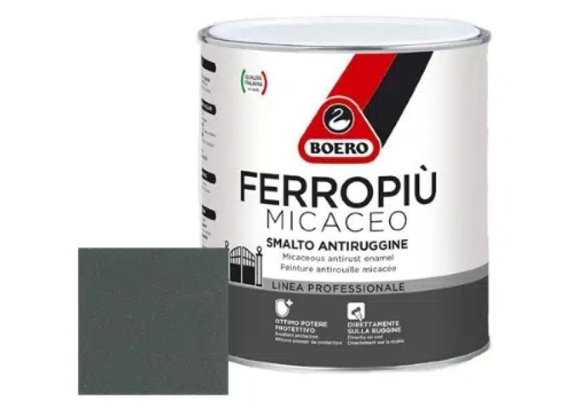 Smalto anticorrosivo Boero Ferropiu micaceo grigio ghisa grana fine 0,75 litri per ferro esterni ed interni