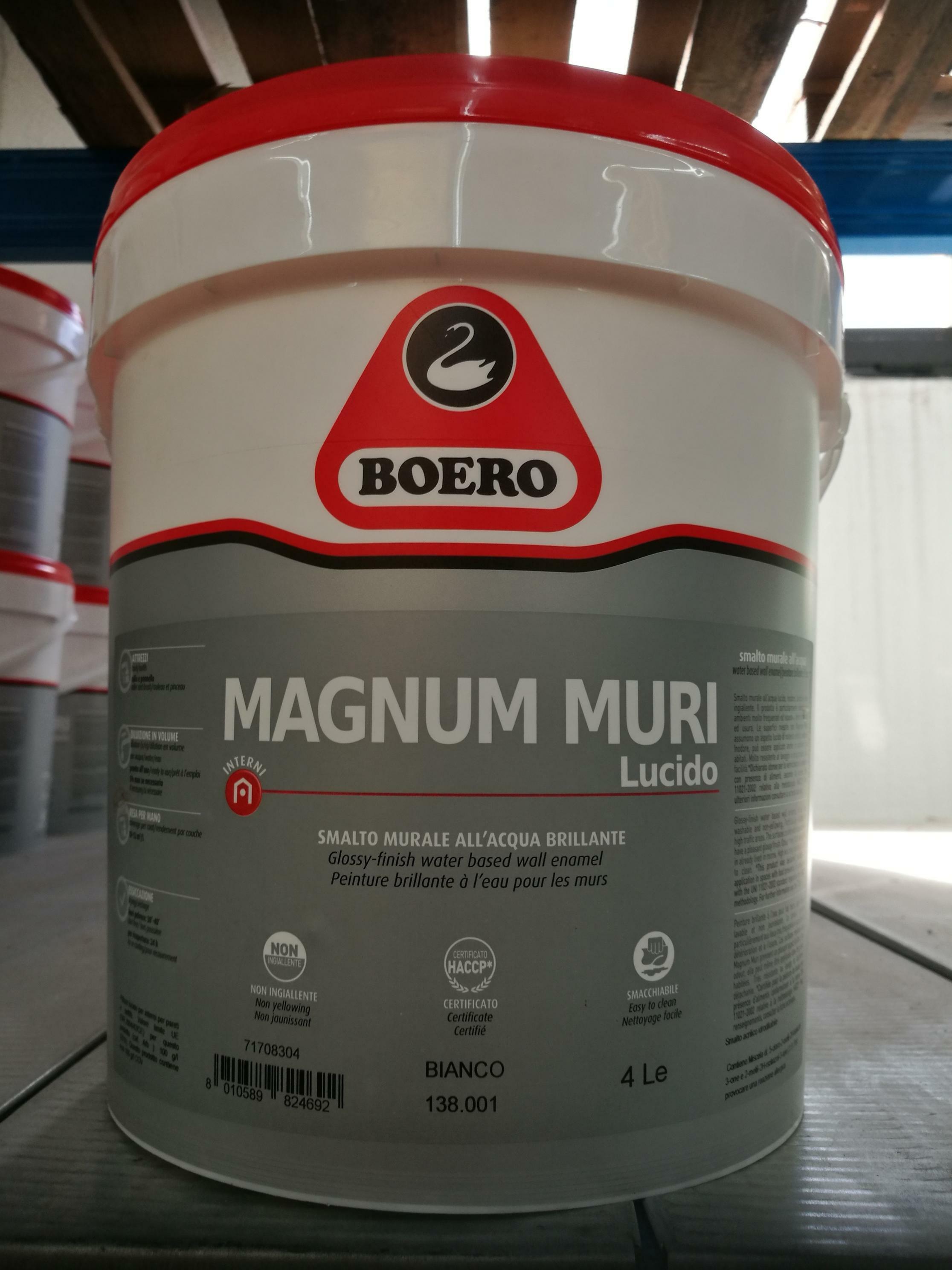 boero boero - magnum muri lucido bianco smalto per muri all’acqua 4 litri - foto 1