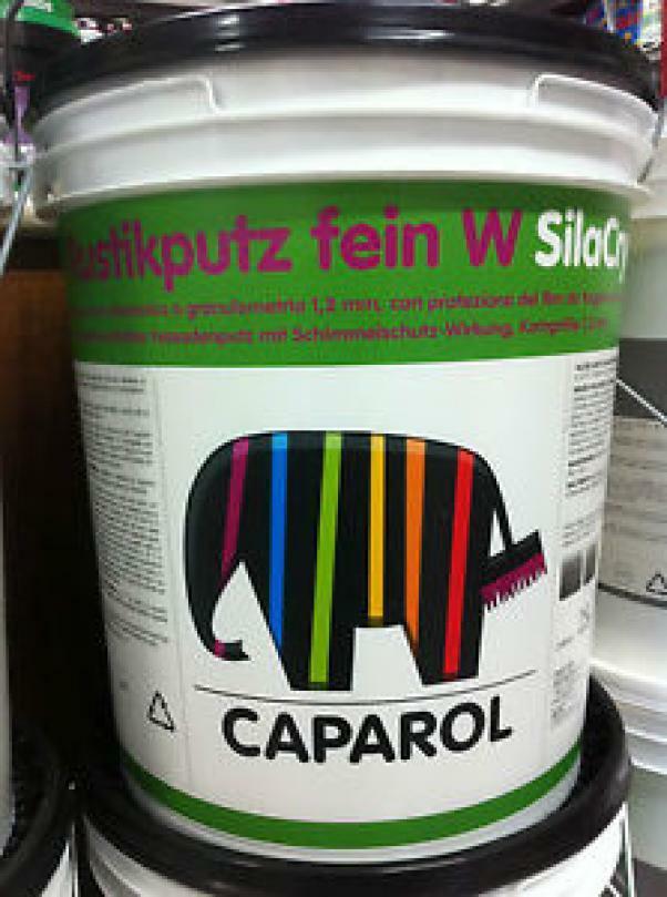 caparol caparol cex rustikputz fein w bianco/base 1 25 kg rivestimento acrilsilossanico rustico spatolato fine, granulometria 1 mm. con protezione del film contro l'aggressione di muffe e alghe. - foto 1