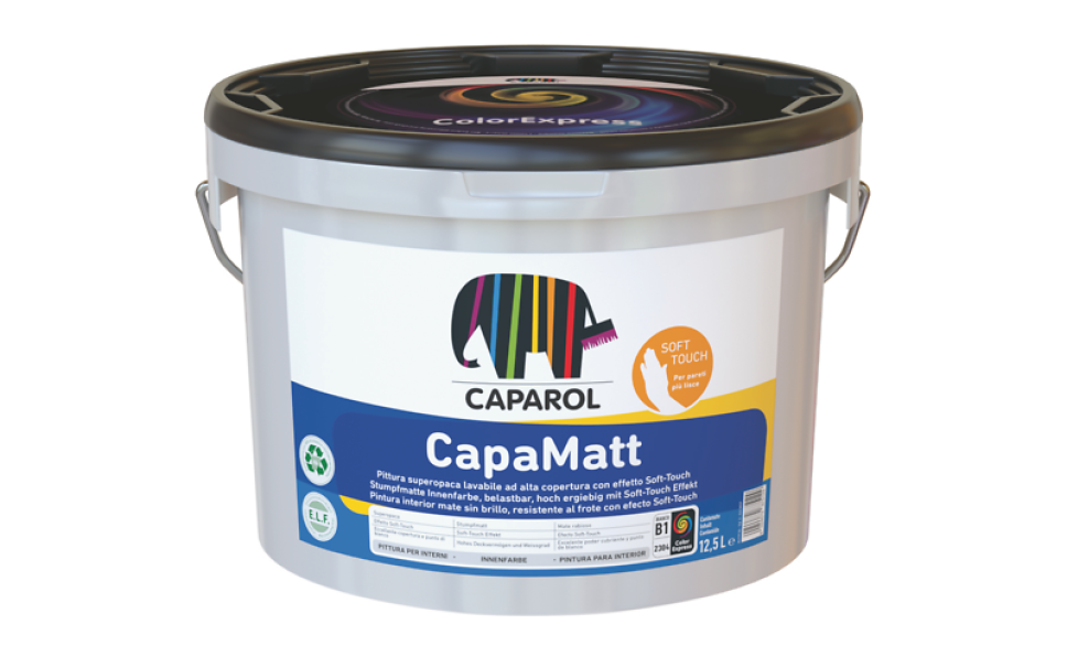 Pittura murale antimuffa Caparol CapaMatt Base 3 4,7 litri idrosmalto superopaco lavabile