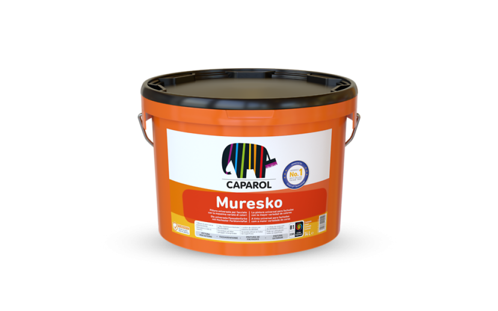 Secchio pittura acrilsilossanica Caparol Muresko Base 1 per facciate esterne 15 litri resistente agli agenti atmosferici