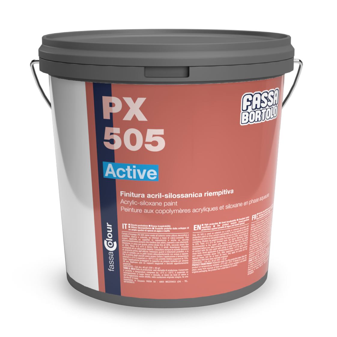 Idropittura acril silossanica riempitiva Fassa PX 505 confezione da 1 kg bianco per esterni