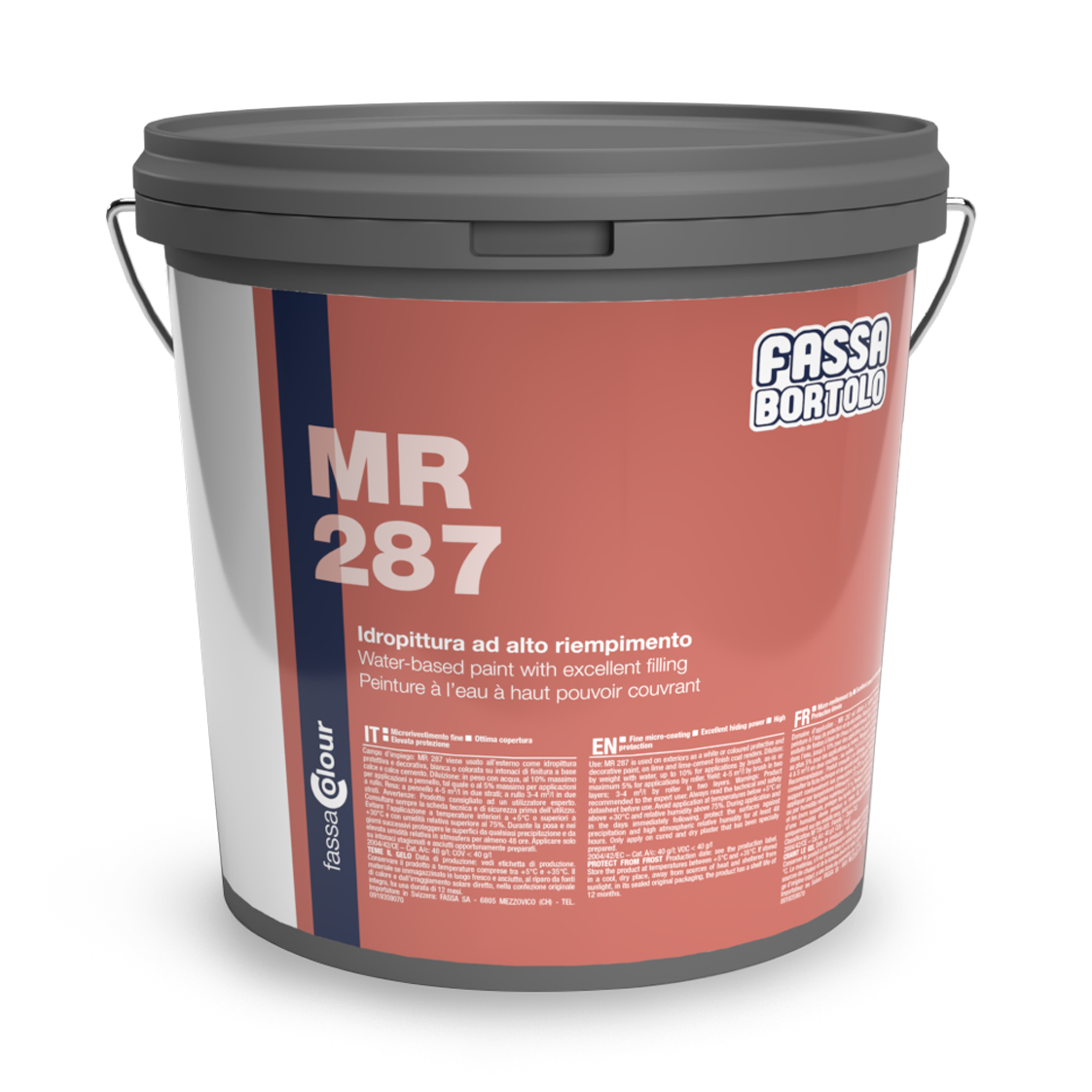 idropittura fassa mr 287 ad alto riempimento per esterni secchio 13,2 litri bianco