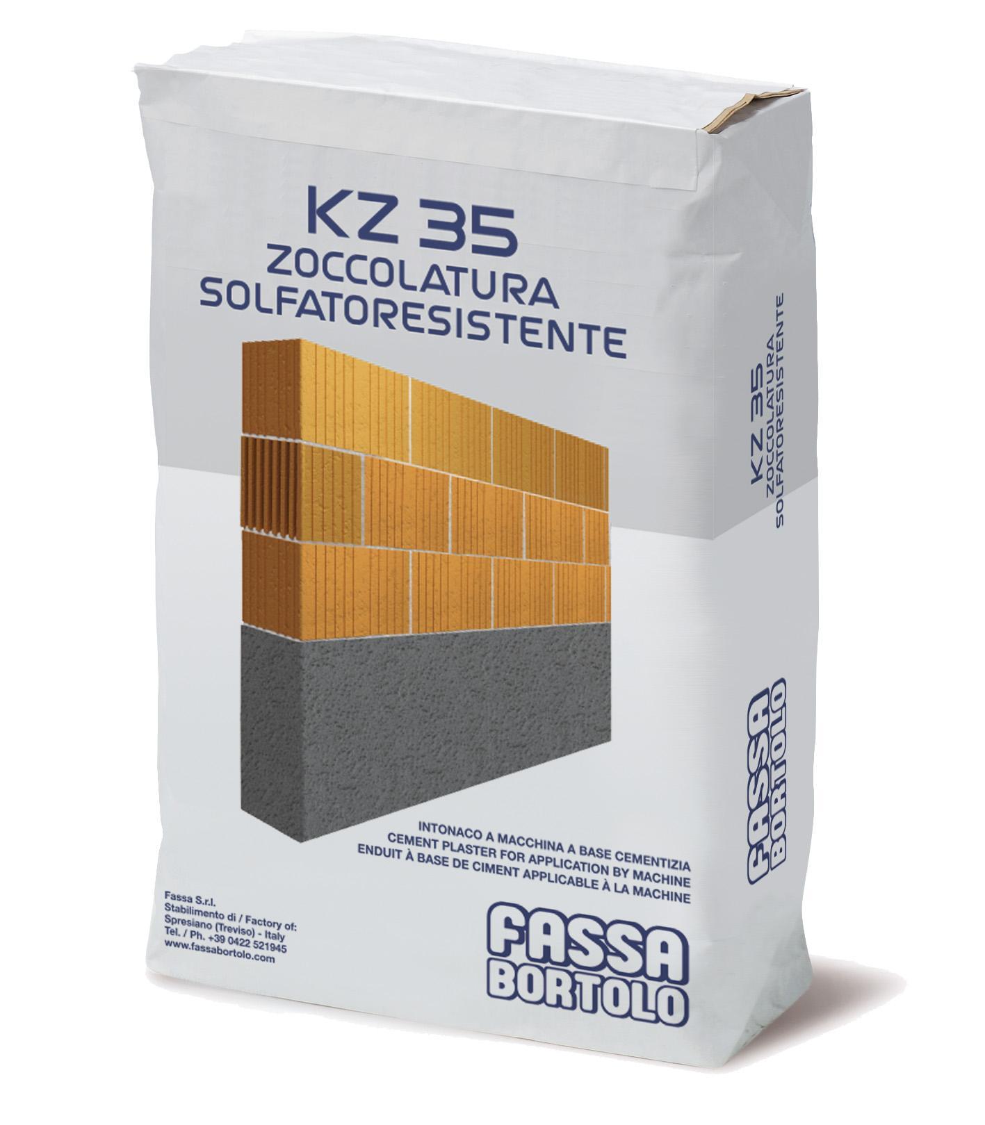 Sacco intonaco idrorepellente Fassa KZ 35 per zoccolatura solfatoresistente 30 kg vista frontale