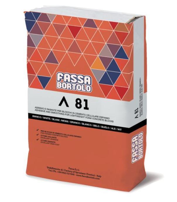 sacco adesivo rasante bianco fassa a 81 per blocchi cemento cellulare espanso