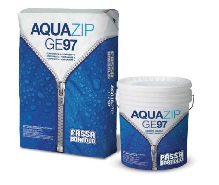 guaina elastica cementizia bicomponente impermeabilizzante Fassa Aquazip GE 97 kit 33,33 kg per terrazzi piscine balconi protezione calcestruzzo