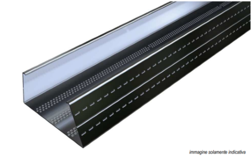 Guida metallica Knauf Gratex U 25x25 mm in acciaio zincato per orditure a secco e controsoffitti