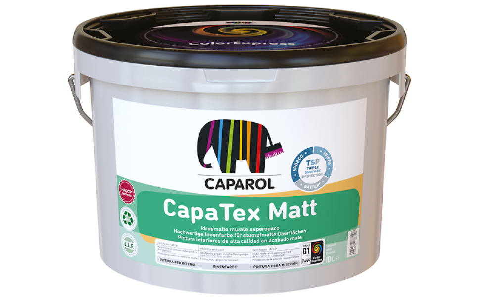 Secchio di idrosmalto murale superopaco Caparol CapaTex Matt Base 2 per interni 1 litro