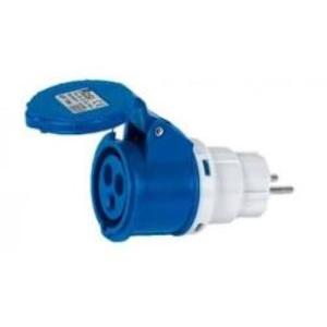 Adattatore industriale  presa cee 16a 2 poli con coperchio protettivo