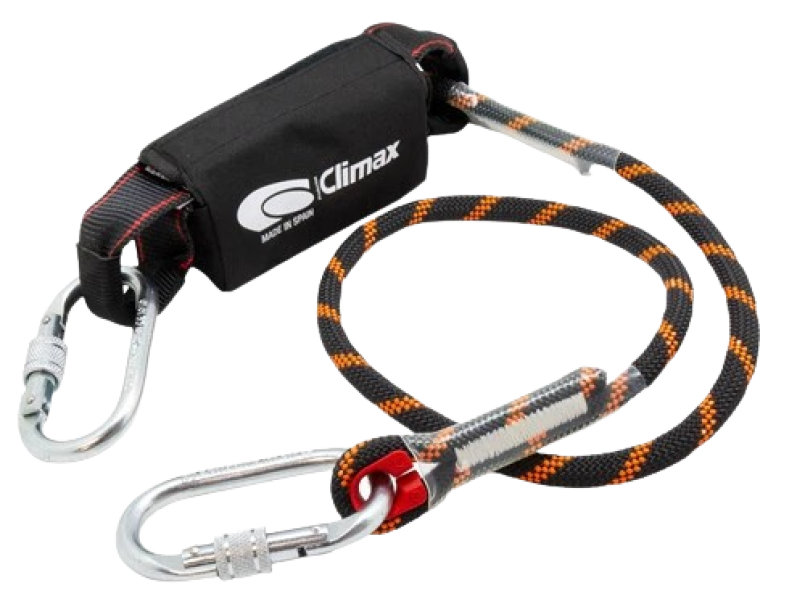 cordino anticaduta con assorbitore di energia e moschettoni mac climax per lavori in quota