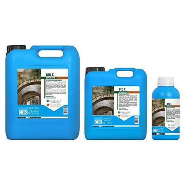 Detergente biocida CIR in bottiglia blu da 1 litro per eliminazione biodeteriogeni