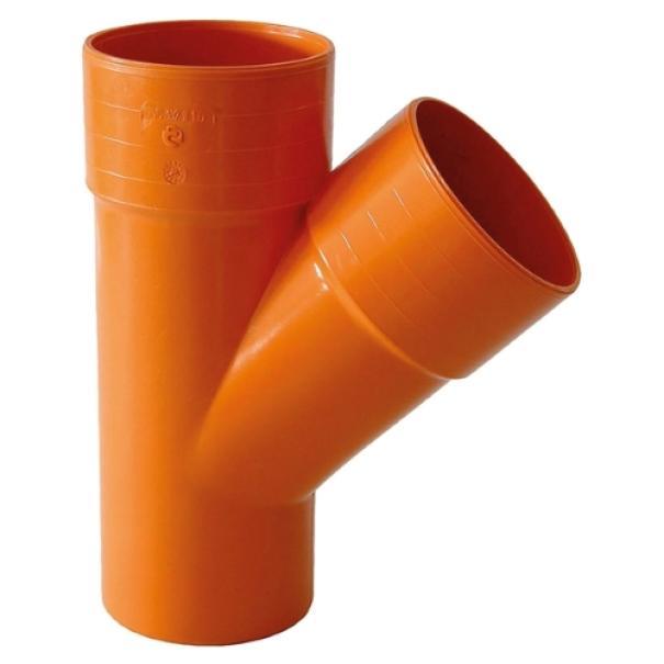 raccordo y pvc dritto diametro 100 mm arancione per fognatura installazioni esterne