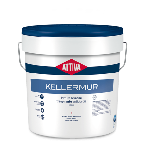 Pittura lavabile traspirante  kellermur bianco base 14 litri per interni