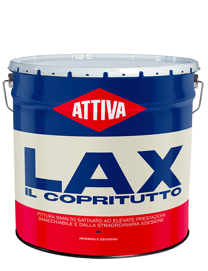 barattolo pittura smalto satinato Attiva Lax Il Copritutto base 131 4.8 litri vista frontale