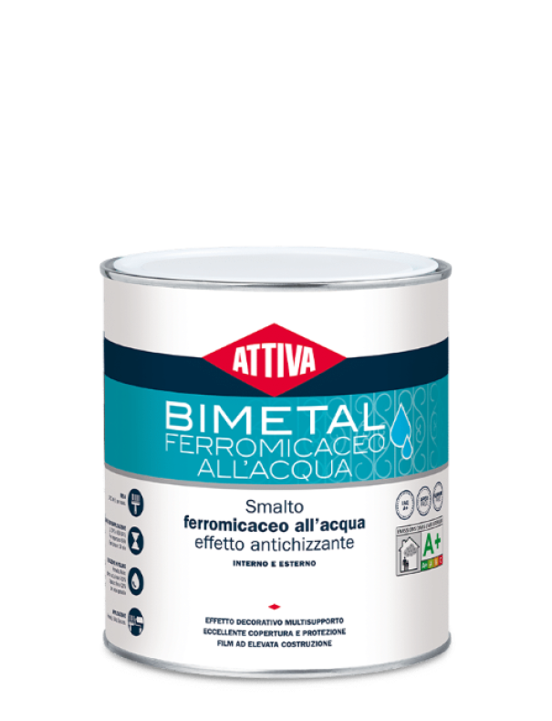 Barattolo smalto ferromicaceo all'acqua Attiva grigio ardesia 0,75 litri effetto antichizzante per interno ed esterno