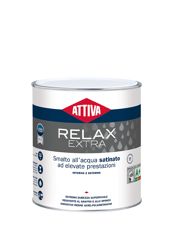 barattolo di smalto sintetico lucido attiva relax bianco per legno e ferro 0 375 lt