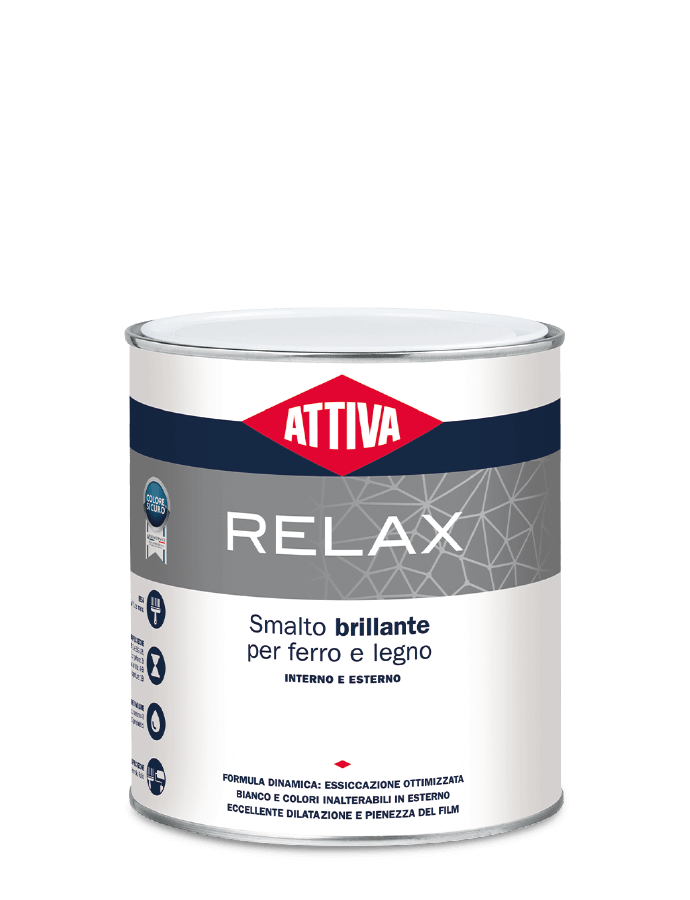smalto brillante nero attiva relax 2.5 litri per ferro e legno uso interno ed esterno