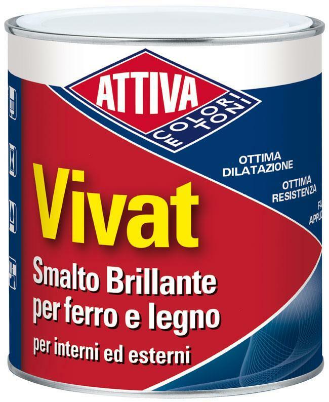 barattolo di smalto sintetico brillante bianco attiva vivat 0 750 lt per ferro e legno