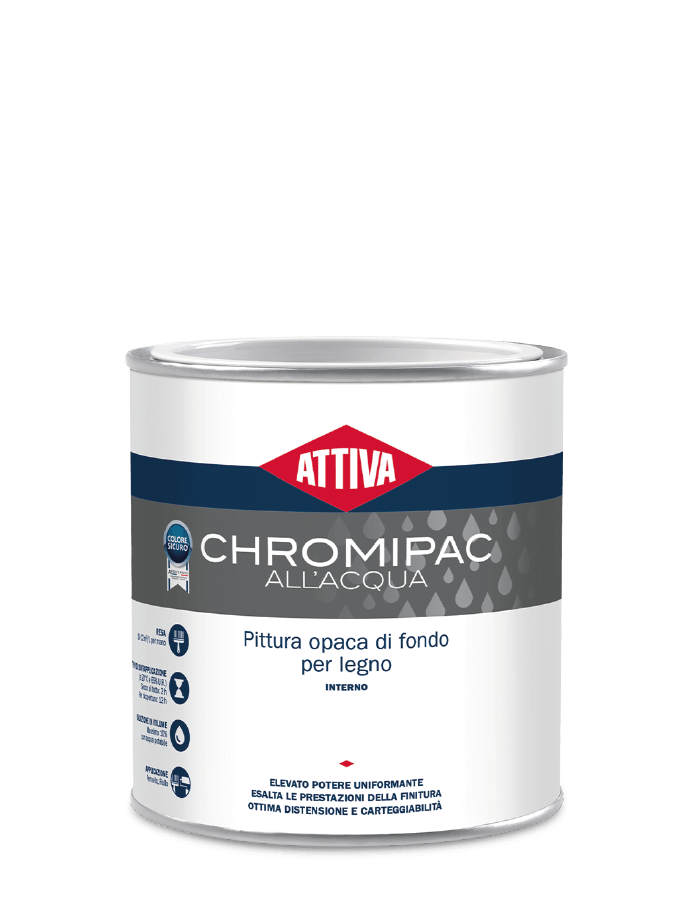 attiva attiva - chromipac all'acqua pittura opaca di fondo colore bianco lt 0.5 - foto 1