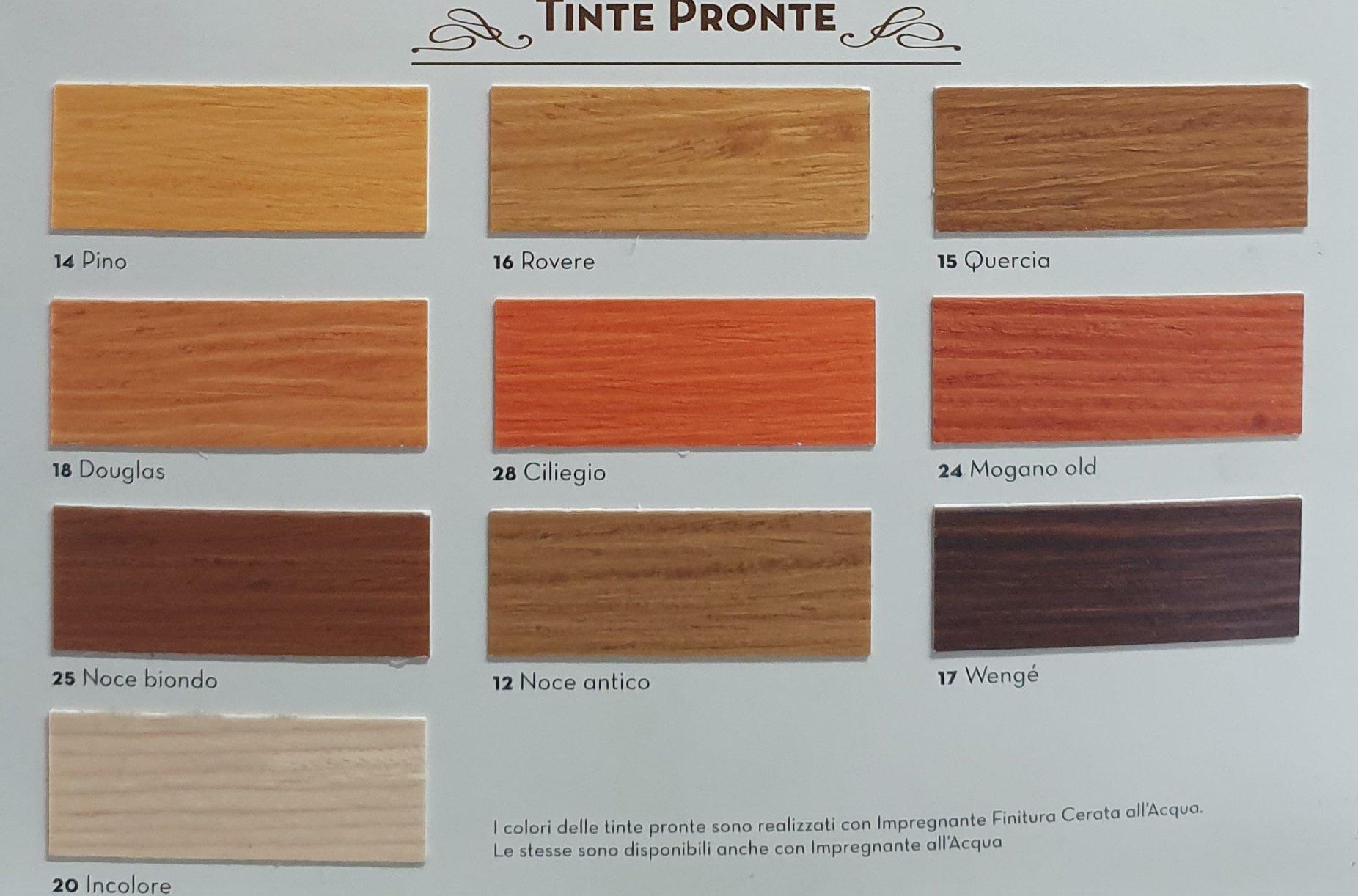 Gamma tinte pronte impregnante cerato all'acqua per legno Attiva Ingham Clark