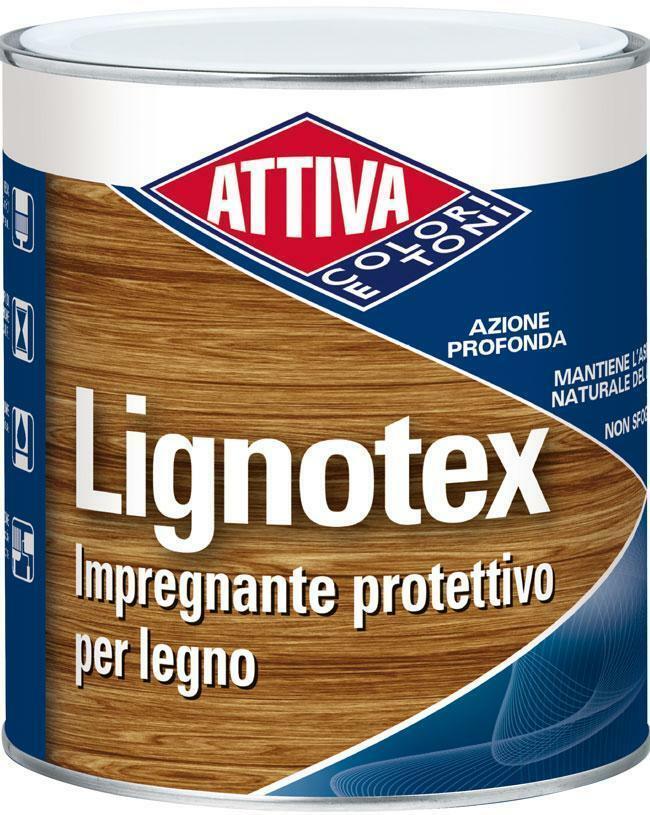 impregnante legno a solvente Attiva Lignotex 0,75 litri per protezione UV e valorizzazione venature barattolo impregnante protettivo legno Attiva Lignotex incolore da 0,75 lt a solvente per protezione e valorizzazione del legno